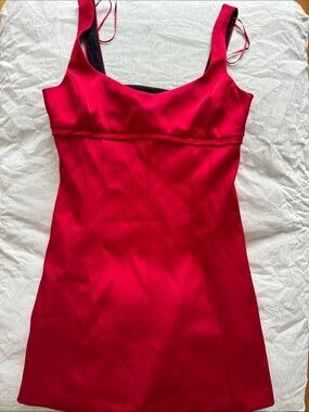 Zara Red Mini Dress with Square Neck